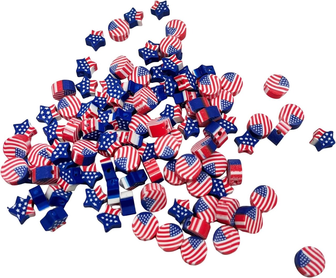 100 Pcs Polymer Clay Beads Mixed Heishi Spacer Beads (American Flag)